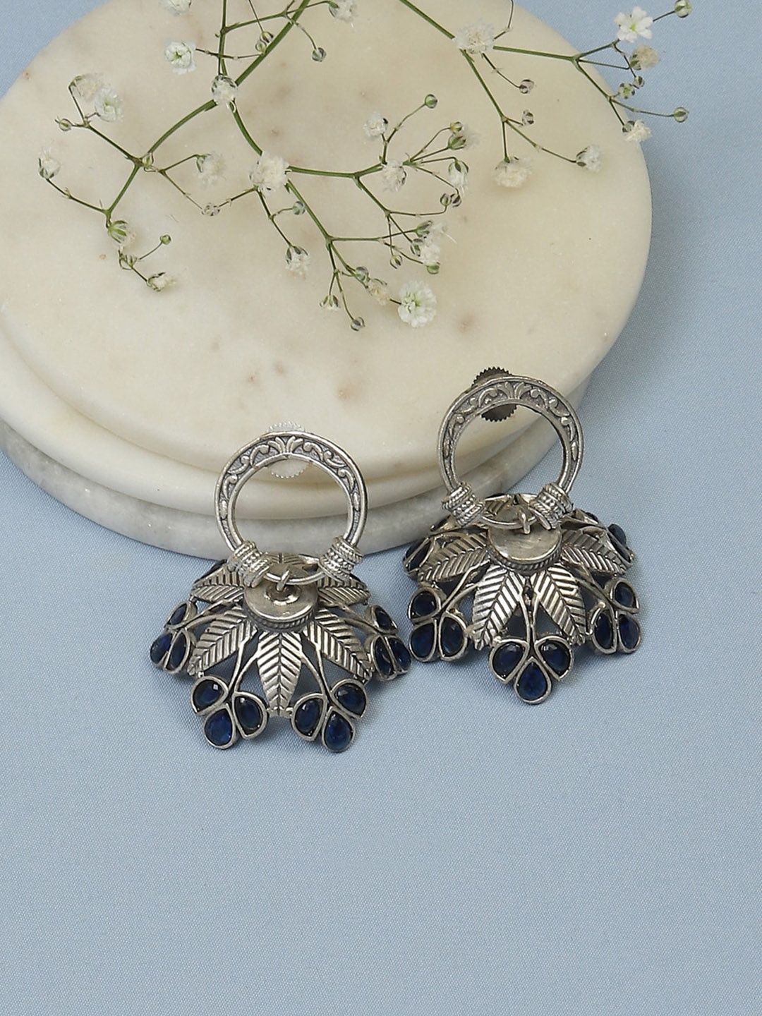 

Biba Silver-Plated Contemporary Stone Studded Drop Earrings