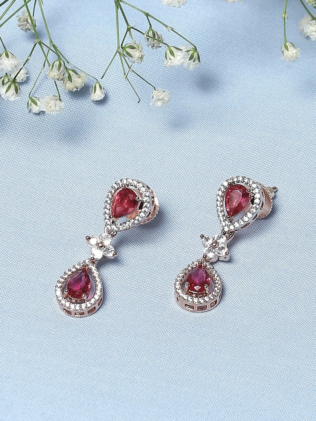 

Biba Silver Plated Contemporary Stone Studded Drop Earrings