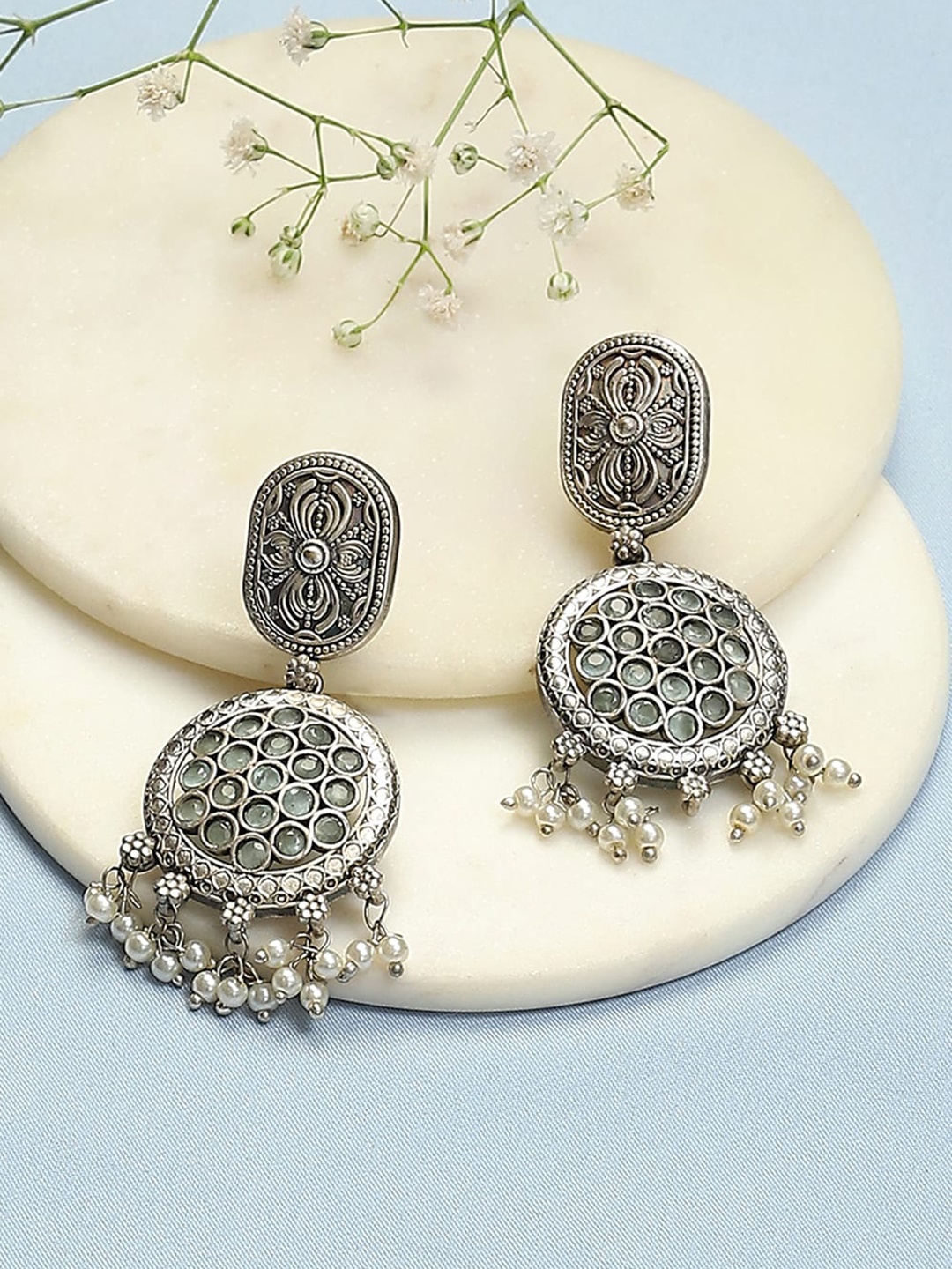 

Biba Contemporary Oxidised Drop Earrings, Silver