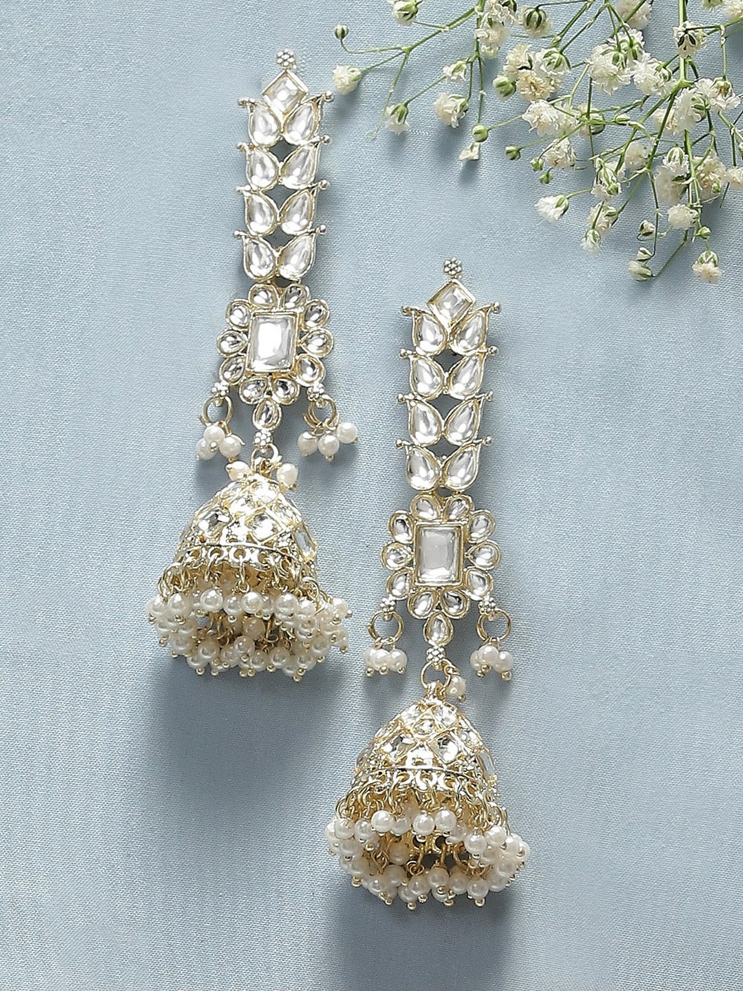 

Biba Contemporary Jhumkas Earrings, Silver