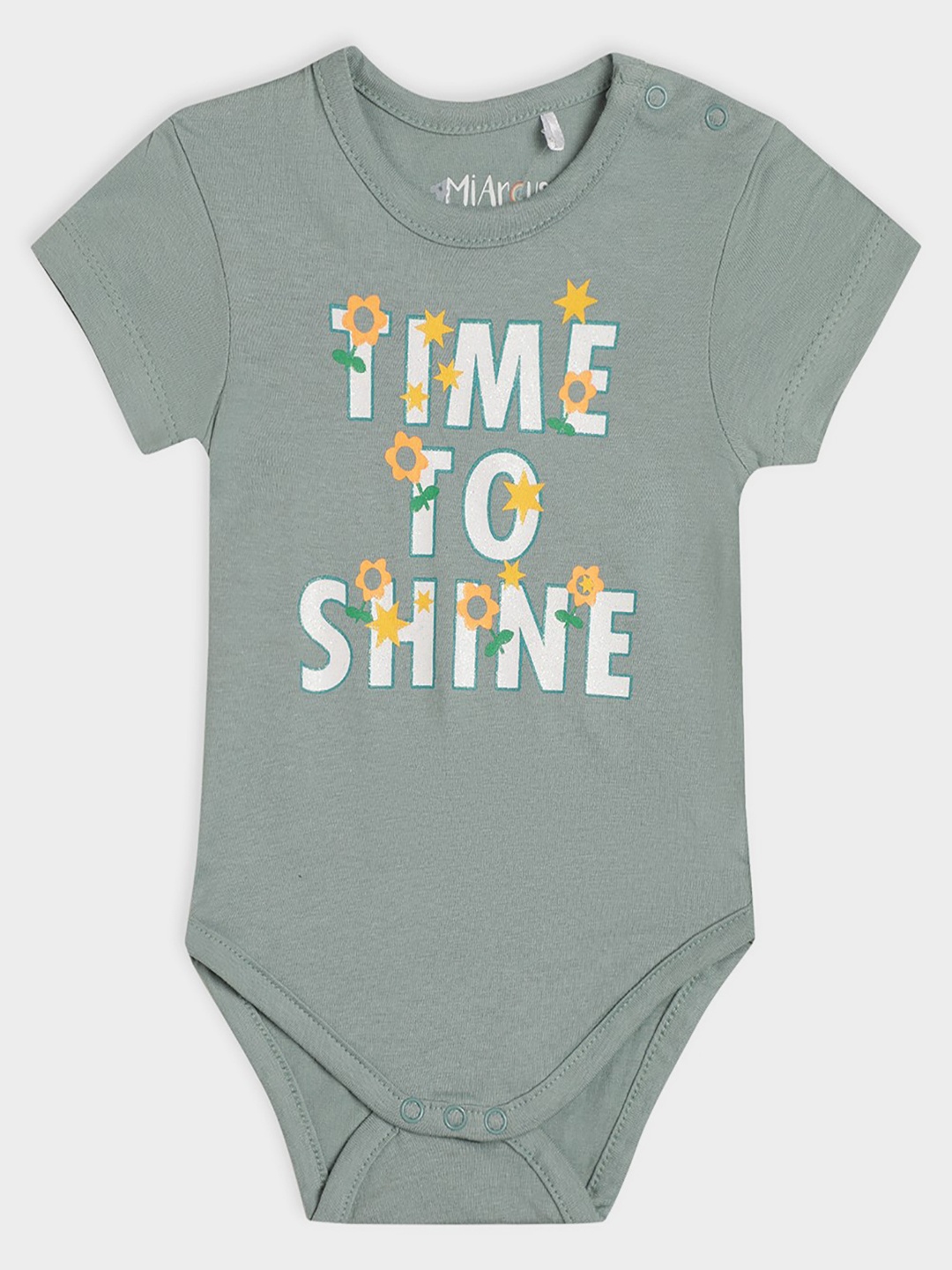 

MiArcus Kids Infants Kids Typography Printed Cotton Romper, Green