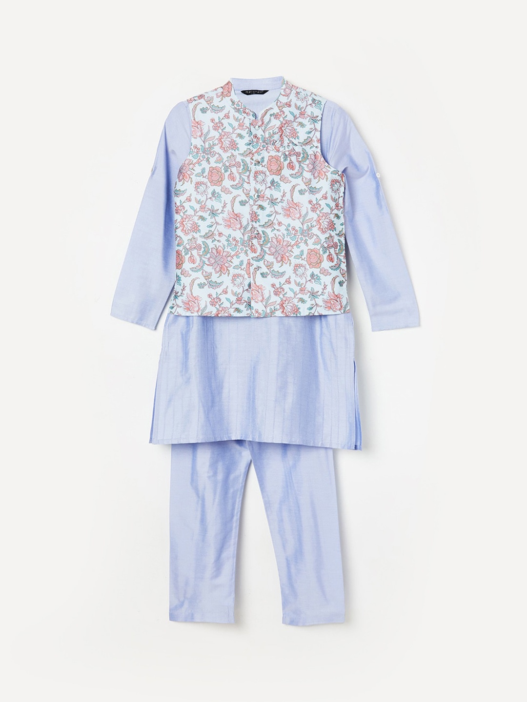 

Melange by Lifestyle Boys Striped Regular Kurta with Pyjamas, Blue