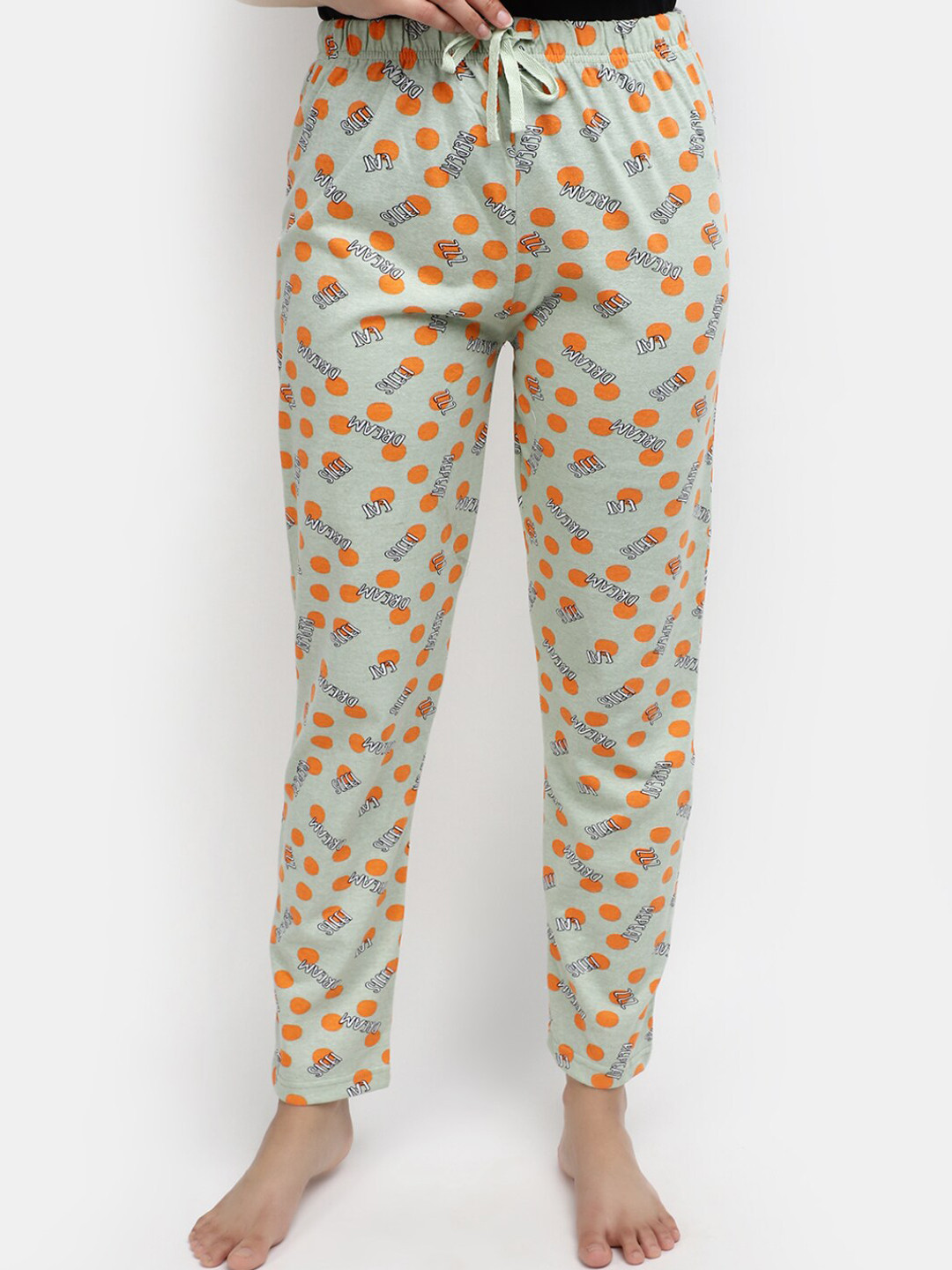 

V-Mart Women Typography Printed Lounge Pants, Green