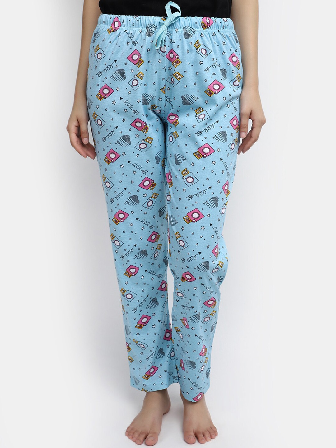 

V-Mart Women Conversational Printed Mid-Rise Lounge Pants, Blue