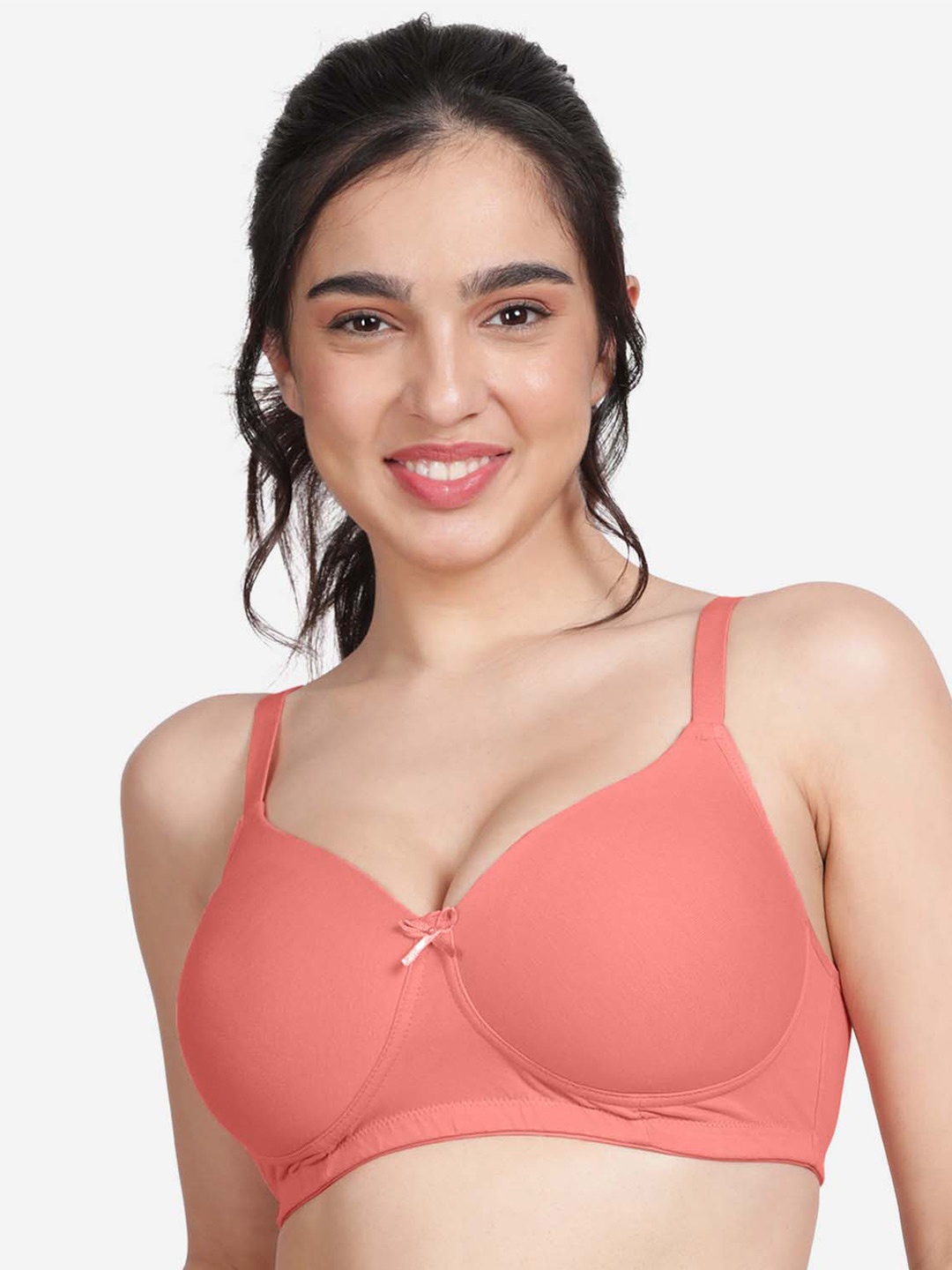 

Susie Lightly Paddded Non-Wired edium Coverage All Day Comfort Cotton Bra, Orange