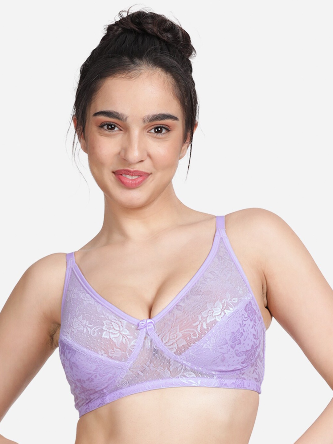 

Susie Floral Lace Non-Padded Non-Wired Medium Coverage Cotton Bra, Lavender