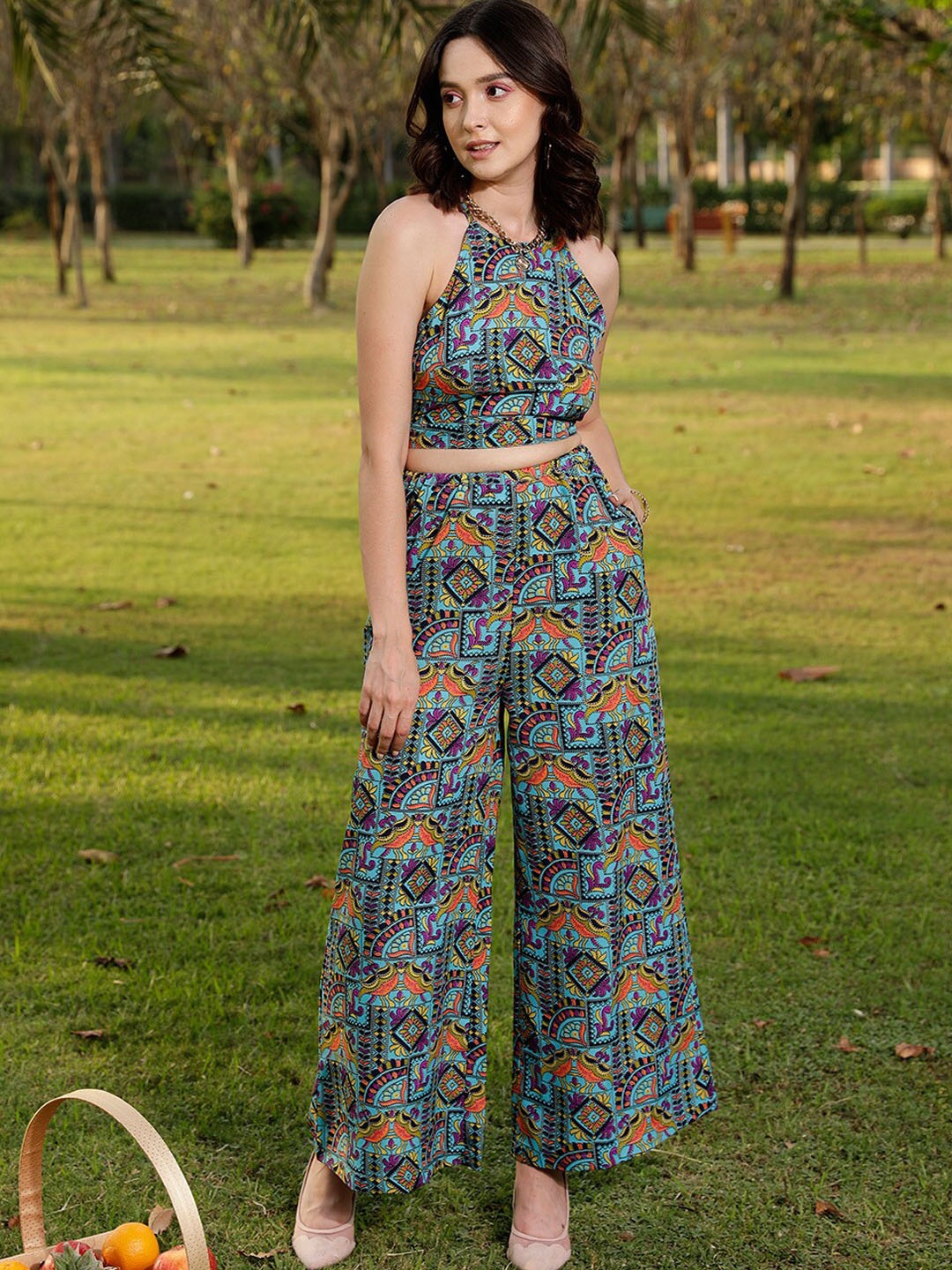

STREET 9 Blue Printed Top & Plazzo