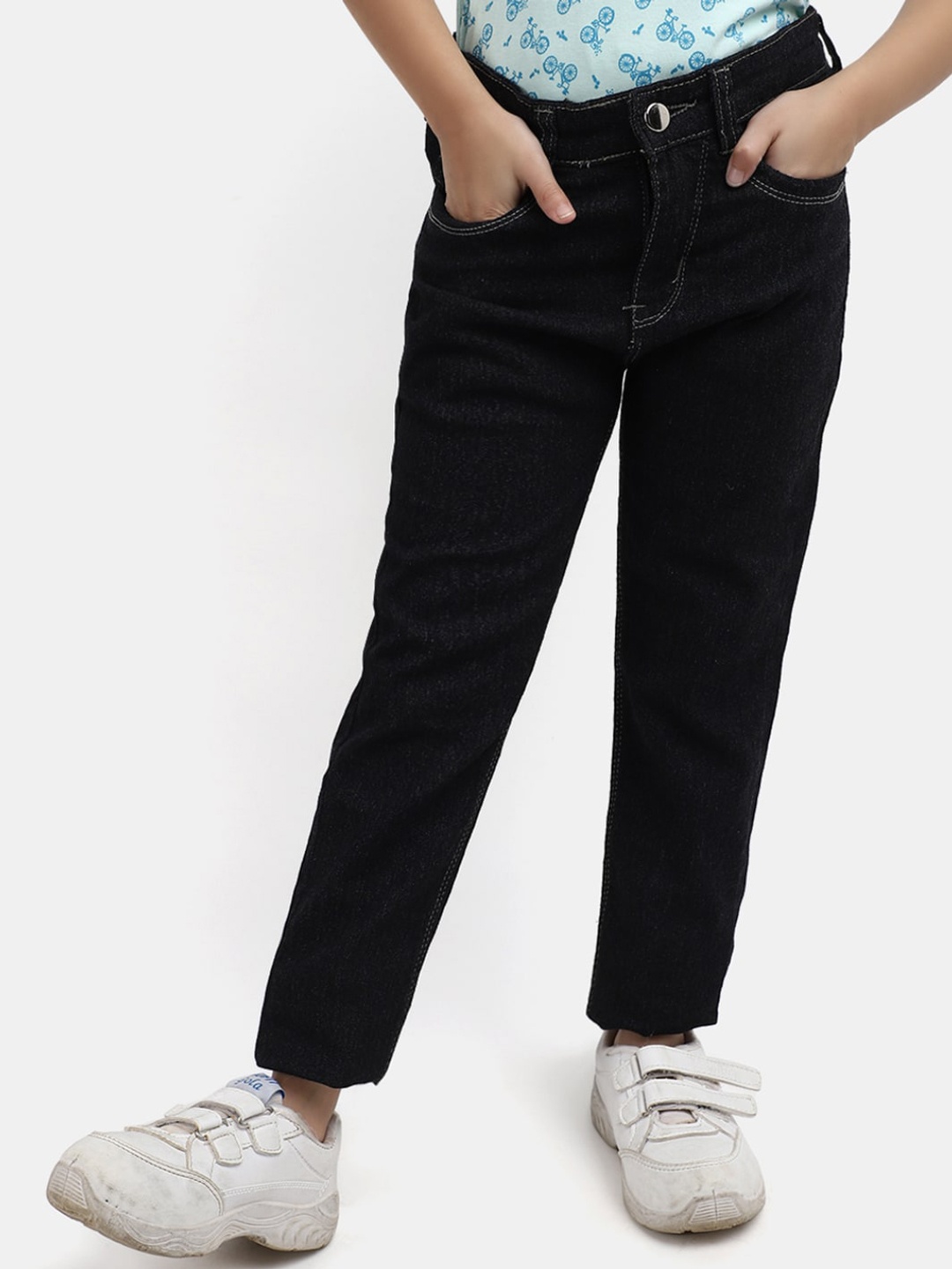 

V-Mart Girls Mid-Rise Cotton Jeans, Black