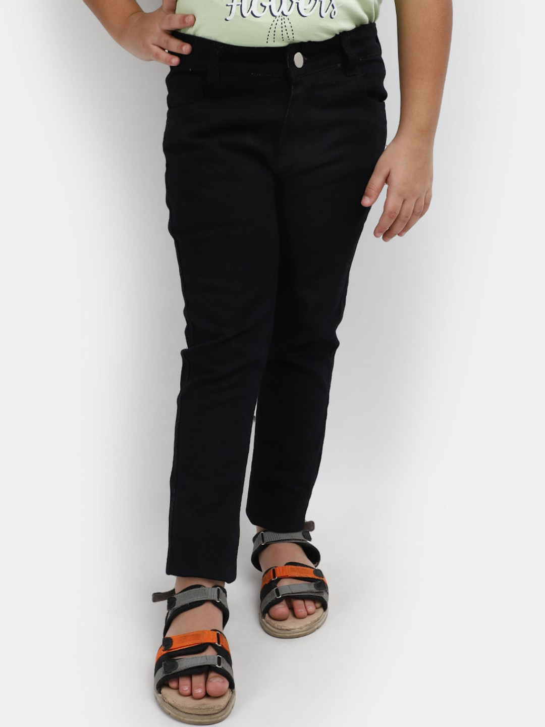 

V-Mart Girls Mid Rise Clean Look Light Fade Cotton Jeans, Black