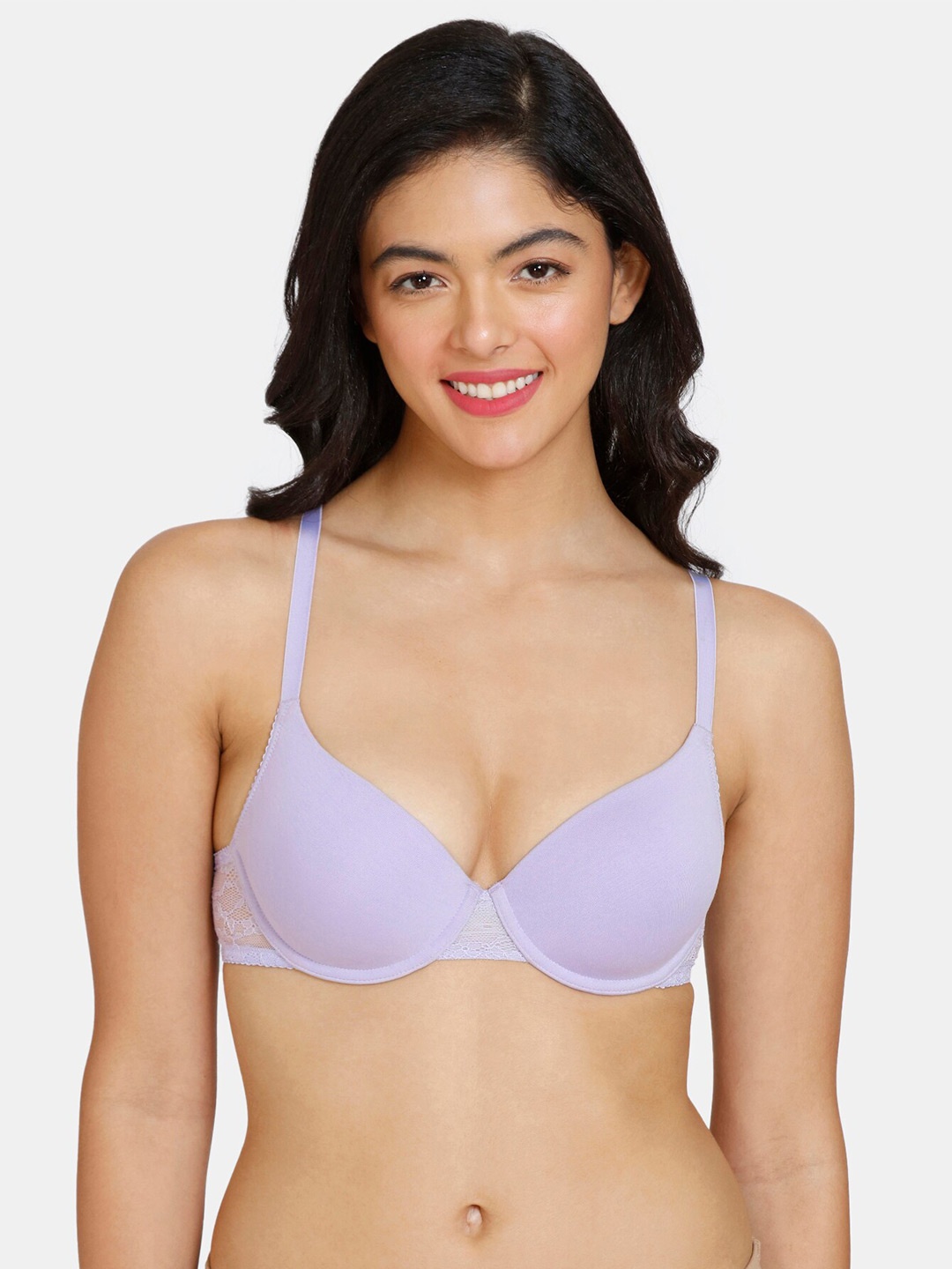 

Zivame Underwired Lightly Padded Half Coverage All Day Comfort T-shirt Bra, Purple