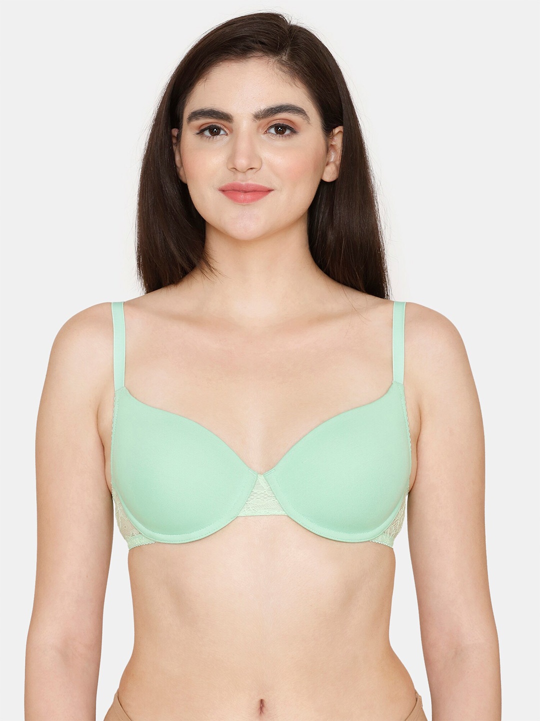 

Zivame Underwired Lightly Padded Half Coverage All Day Comfort T-shirt Bra, Sea green