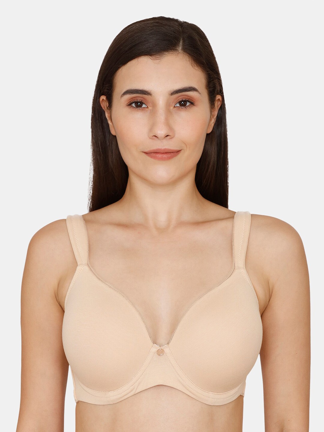 

Zivame Underwired Lightly Padded Half Coverage Pure Cotton T-shirt Bra, Beige