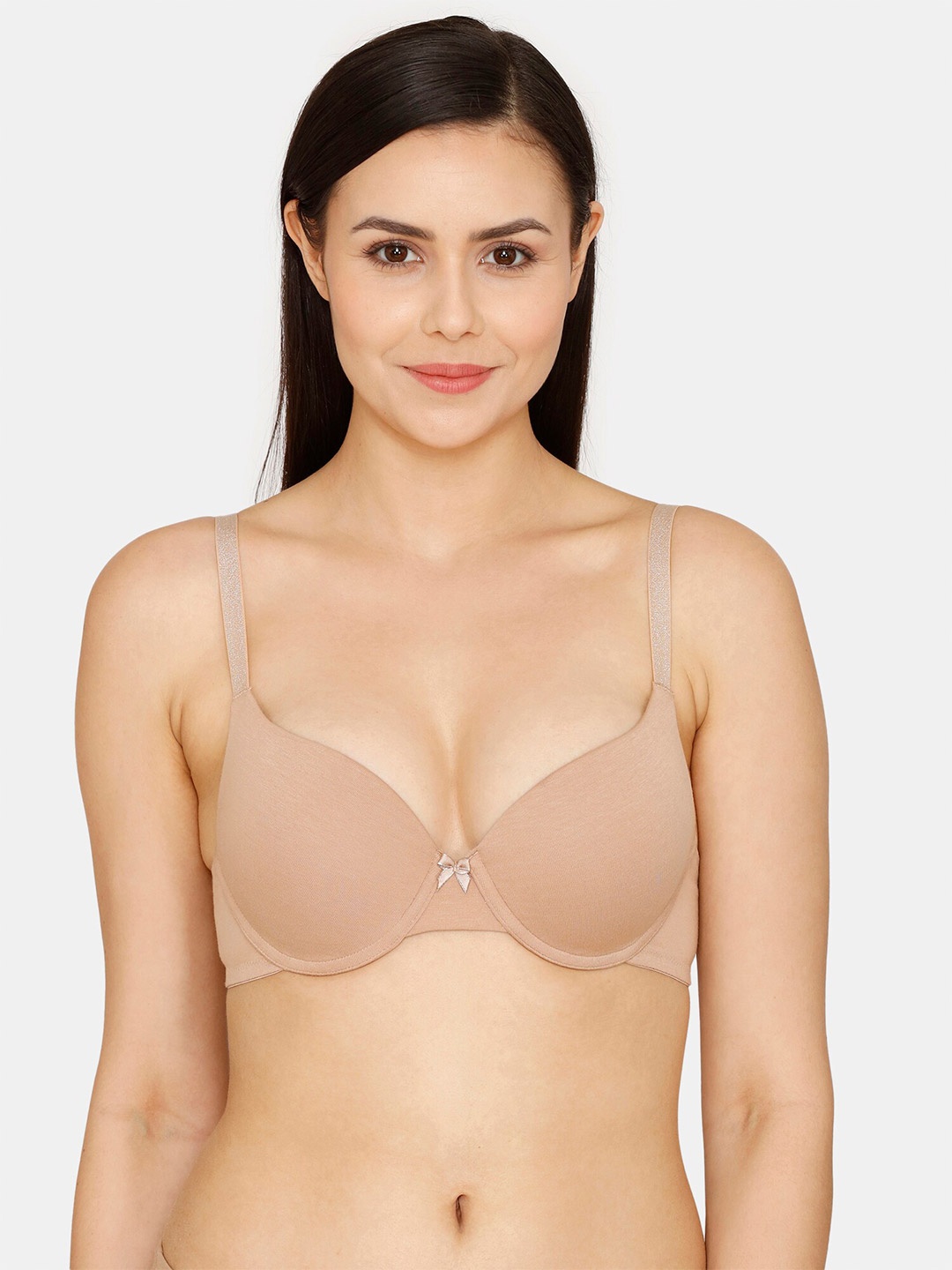 

Zivame Underwired Lightly Padded Medium Coverage All Day Comfort Push-Up Bra, Beige