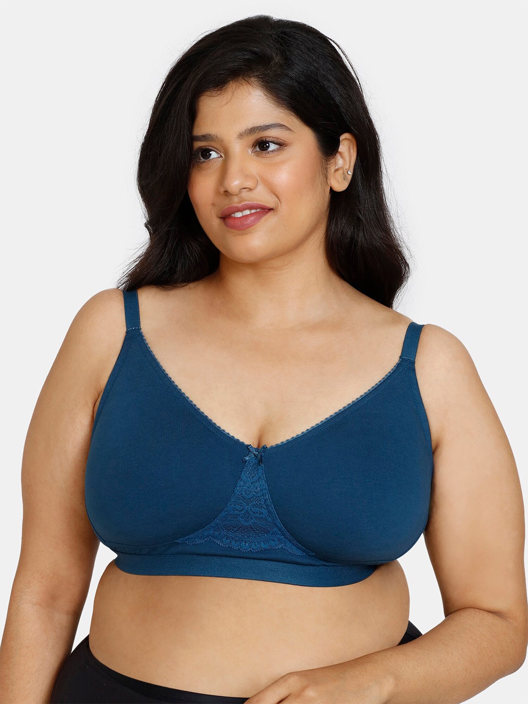 

Zivame Plus Size Non-Wired Non-Padded Full Coverage All Day Comfort Minimizer Bra, Teal
