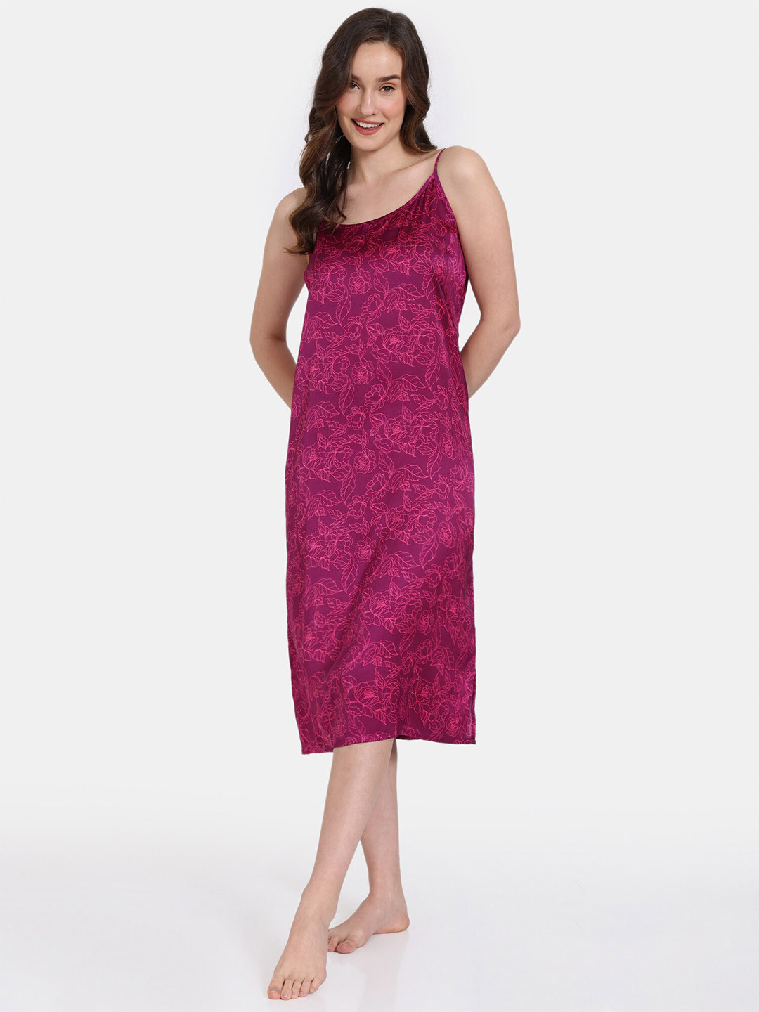 

Zivame Floral Printed Nightdress, Purple