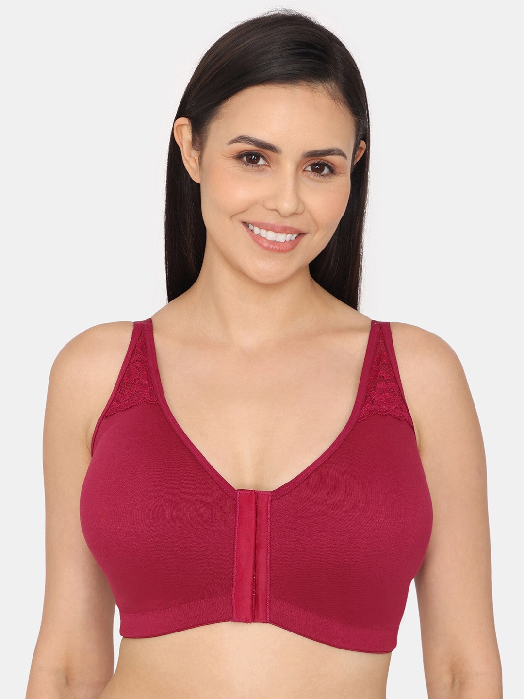

Rosaline by Zivame Seamless Non Padded All Day Comfort Medium Coverage Everyday Bra, Red