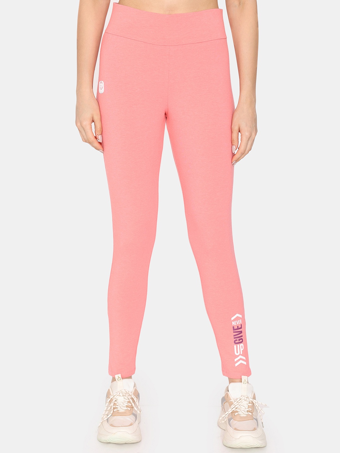 

Rosaline by Zivame Women High-Rise Relaxed-Fit Training or Gym Tights, Pink