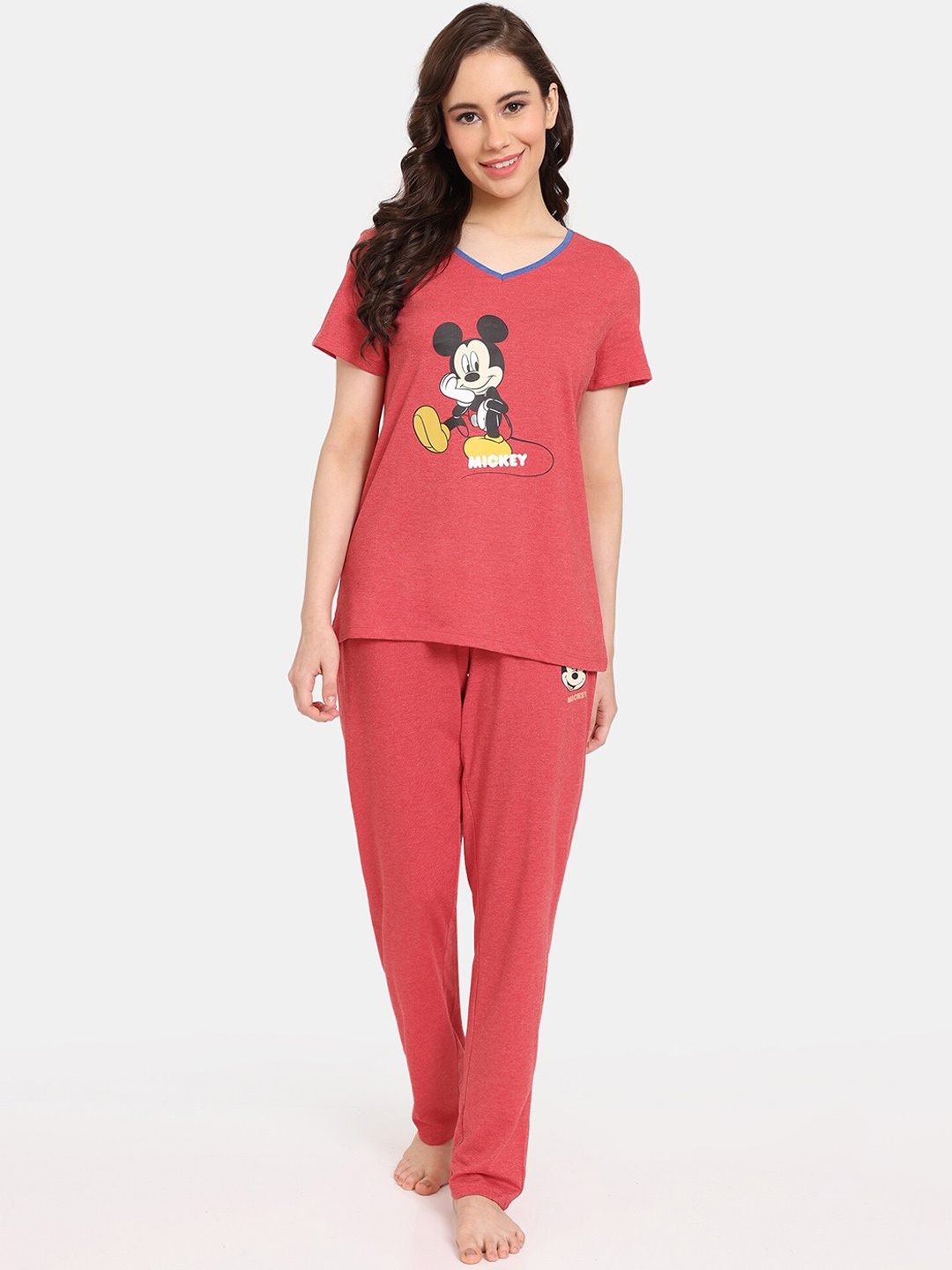 

Rosaline by Zivame Mickey Mouse Printed Night Suit, Pink