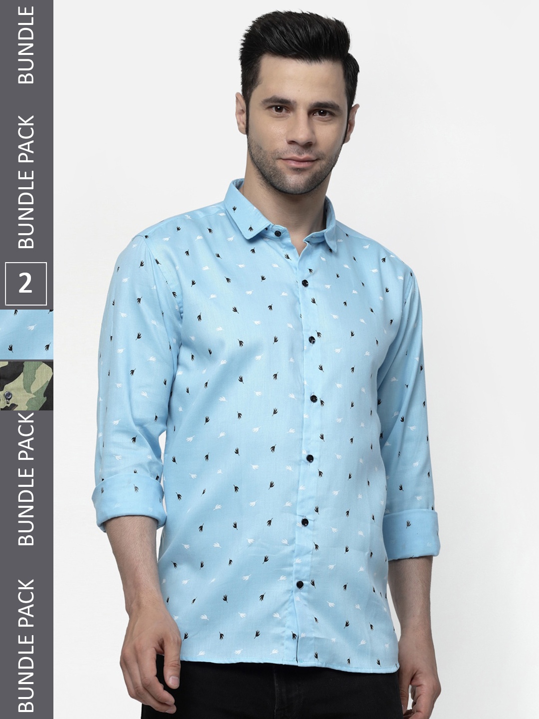 

allan peter Pack Of 2 Printed Casual Shirt, Blue