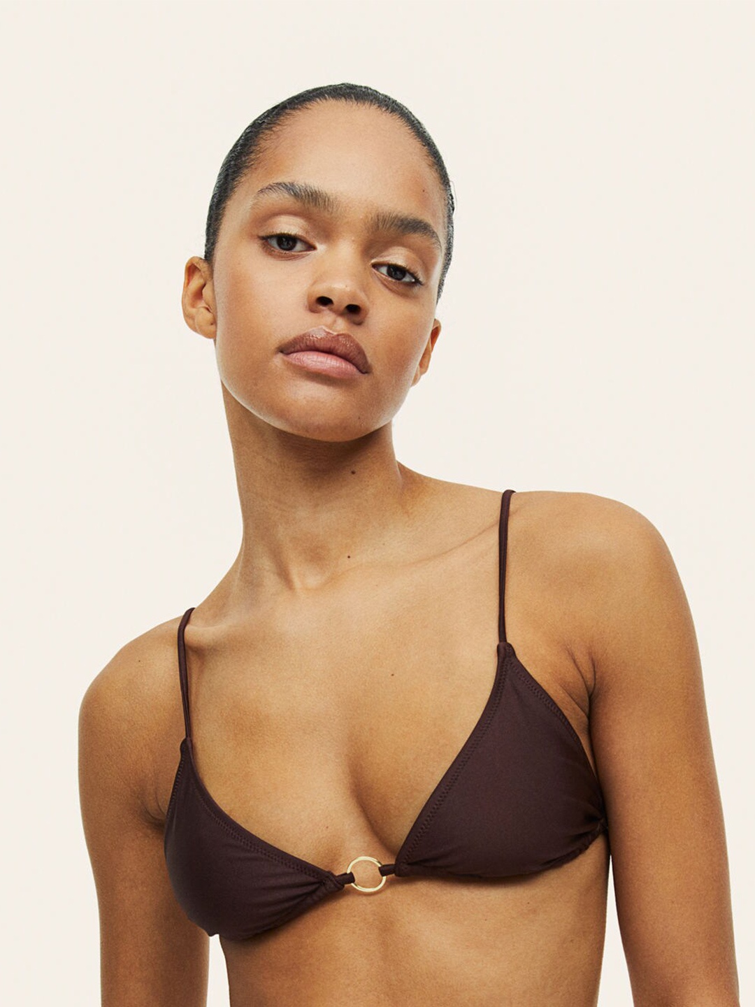 

H&M Padded Triangle Bikini Top, Brown