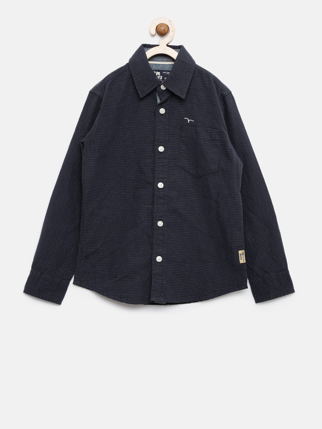 

Flying Machine Boys Navy Blue Regular Fit Self Design Casual Shirt