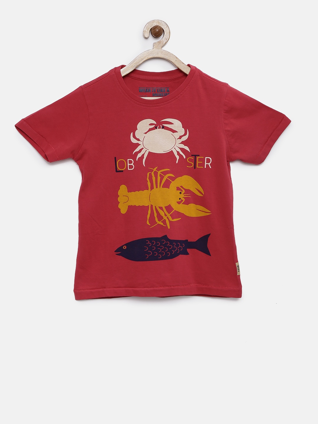 

Flying Machine Boys Red Printed Pure Cotton T-shirt