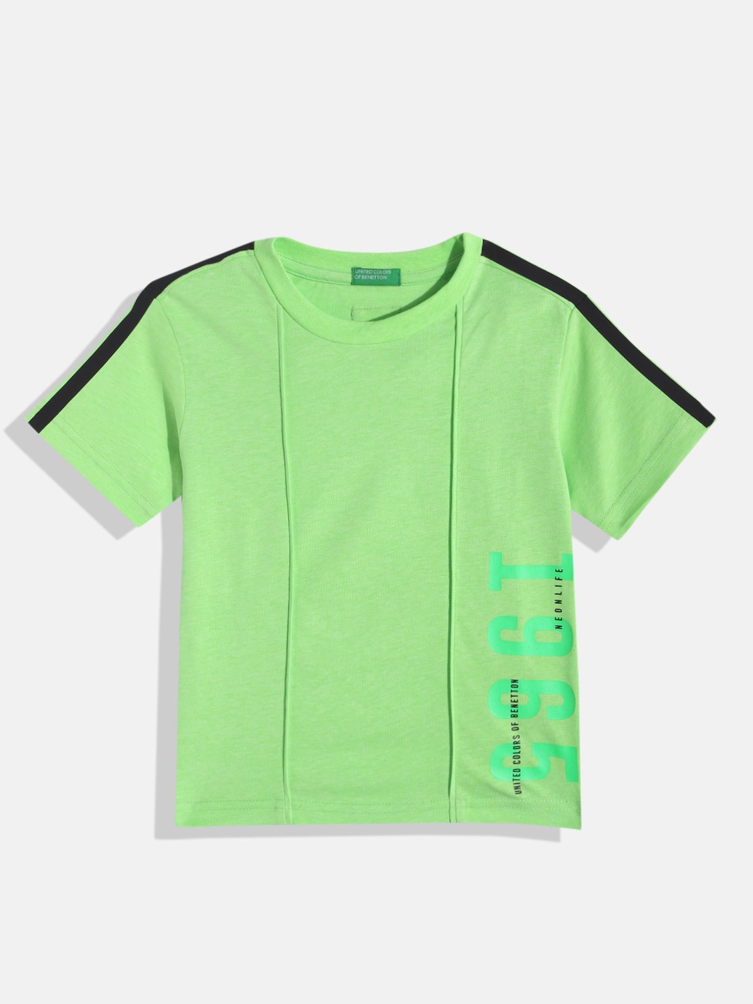 United Colors of Benetton Boys Placement Print Detail T-shirt, Green