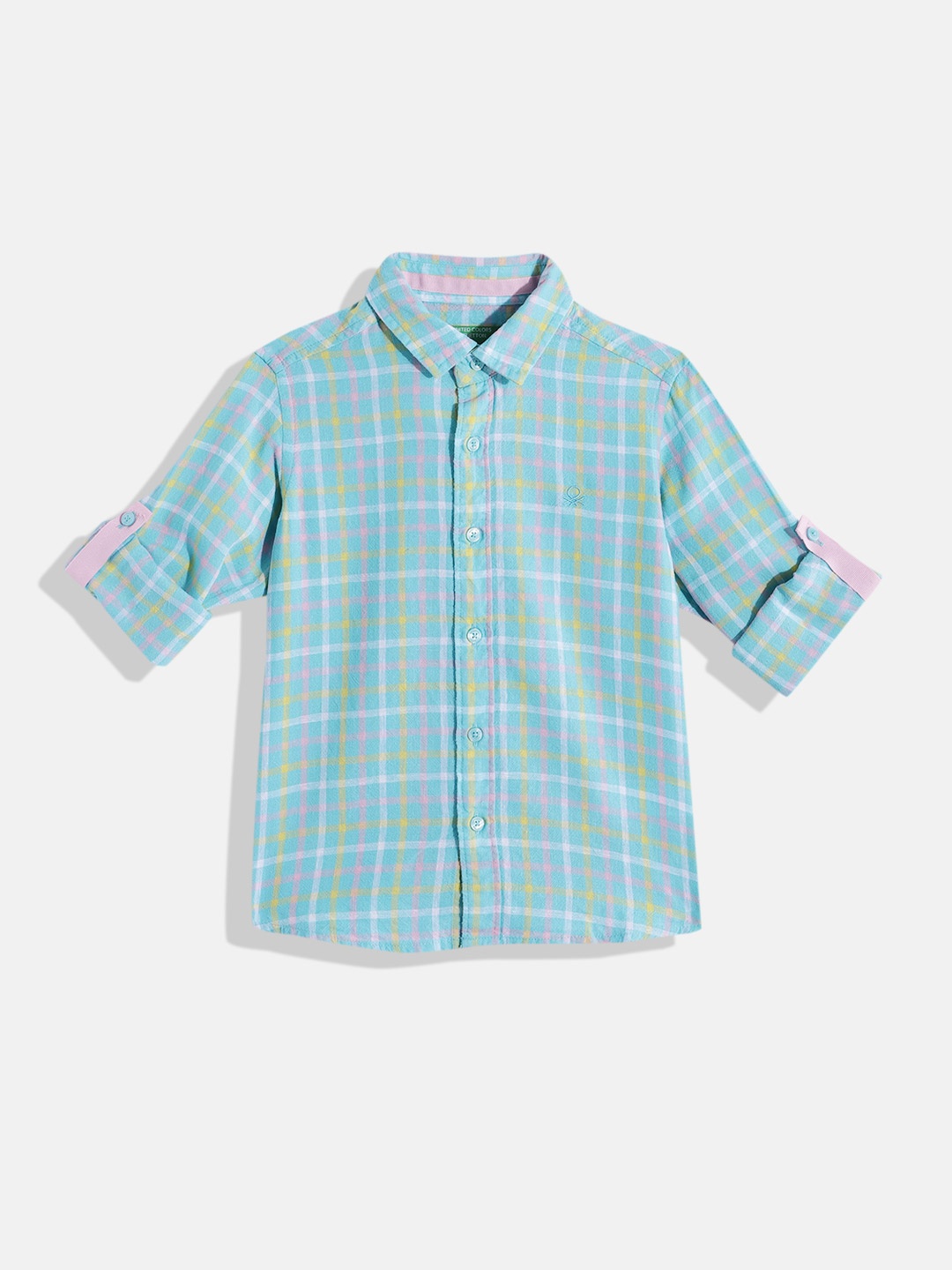 

United Colors of Benetton Boys Checked Lyocell Casual Shirt, Blue