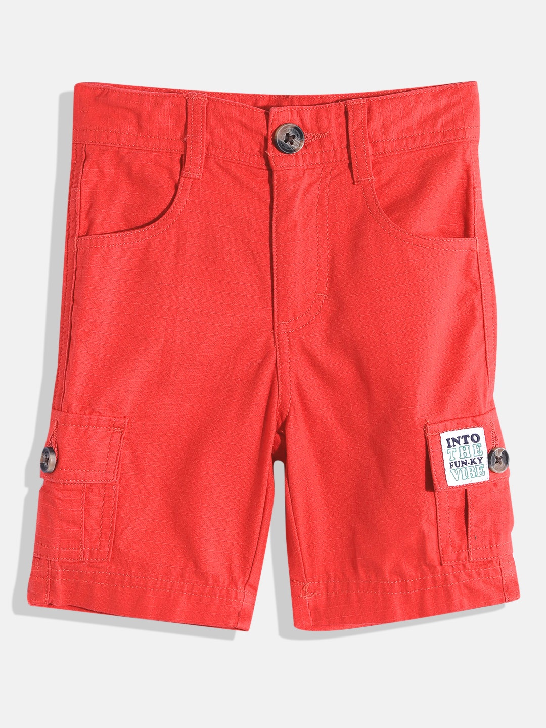 

United Colors of Benetton Boys Cotton Regular Fit Mid-Rise Shorts, Red