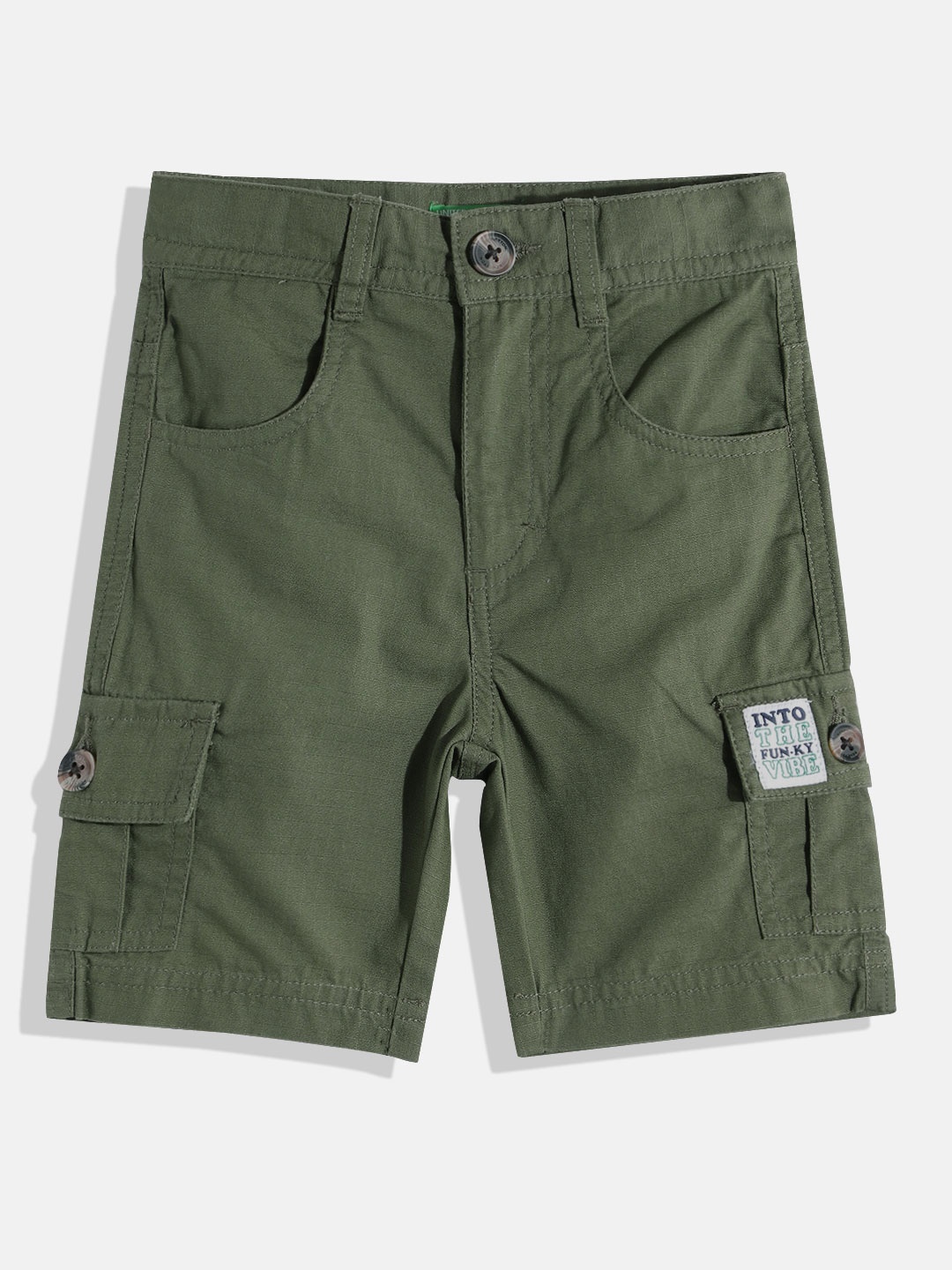 

United Colors of Benetton Boys Cotton Regular Fit Mid-Rise Shorts, Olive