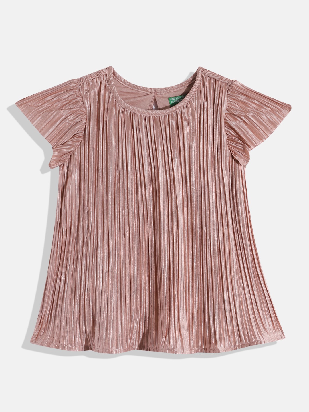 

United Colors of Benetton Girls Accordion Pleated A-Line Dress, Rose