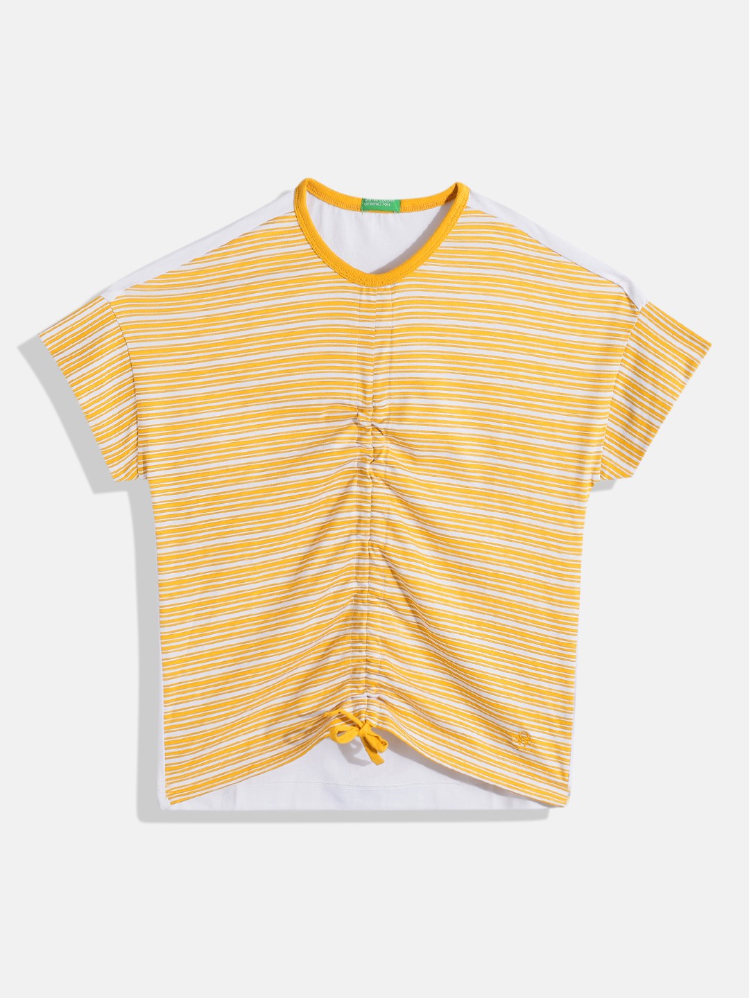 

United Colors of Benetton Girls Striped Pure Cotton Top, Yellow