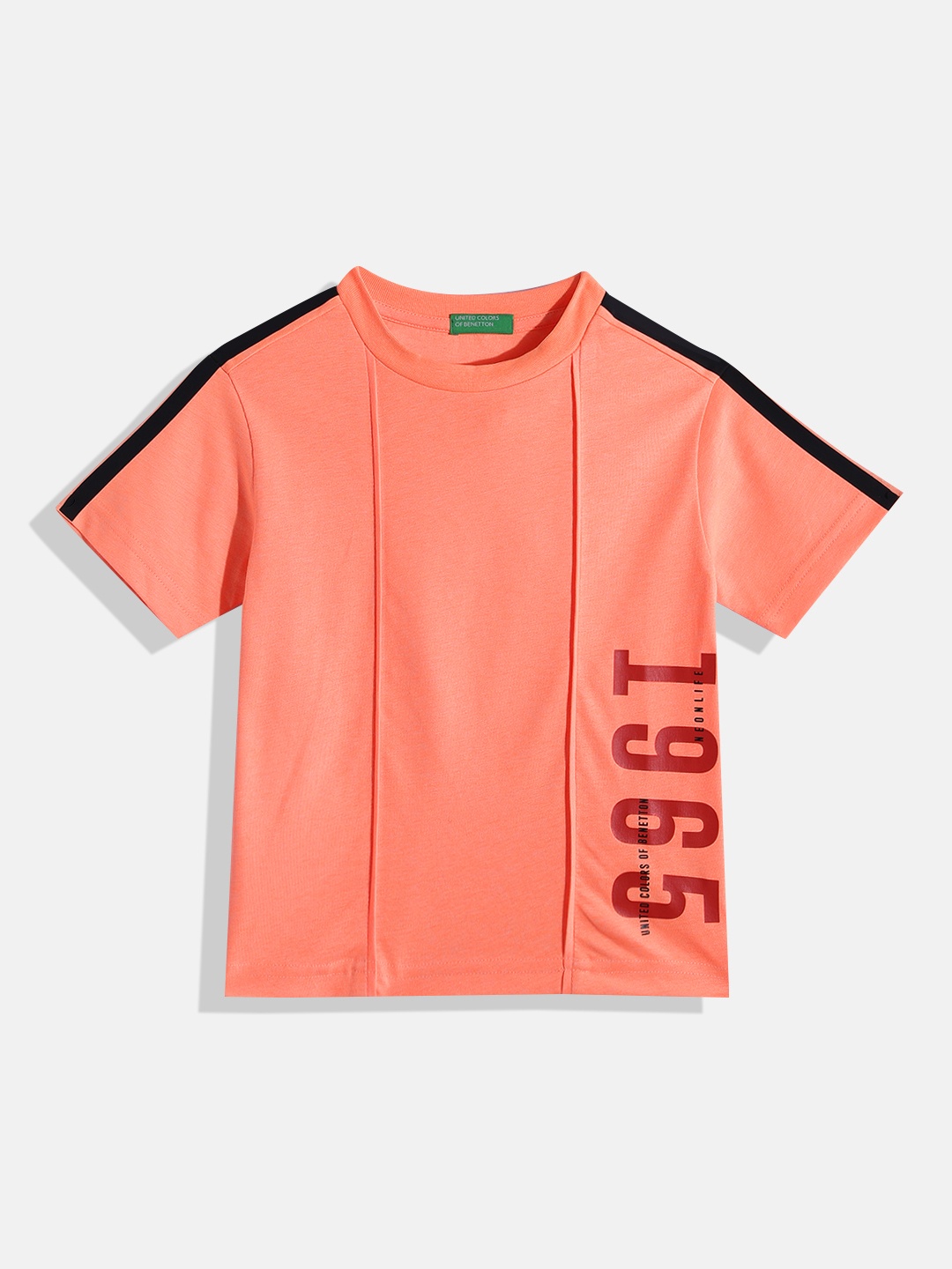 

United Colors of Benetton Boys Placement Print Detail T-shirt, Coral