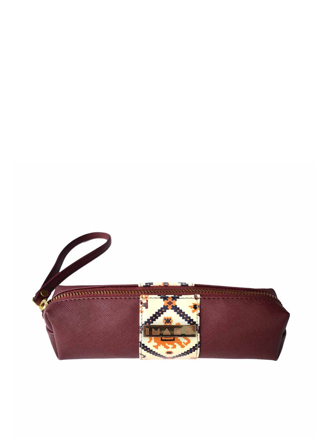 

IMARS Women Patola Printed Leather Pencil Case, Maroon
