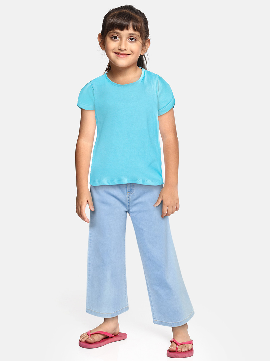 

Eteenz Girls Premium Cotton Solid Round Neck T-shirt, Blue