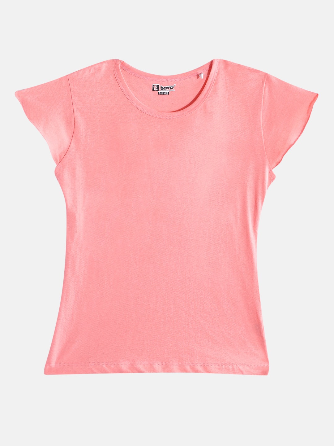 

Eteenz Girls Premium Cotton Solid Round Neck T-shirt, Peach