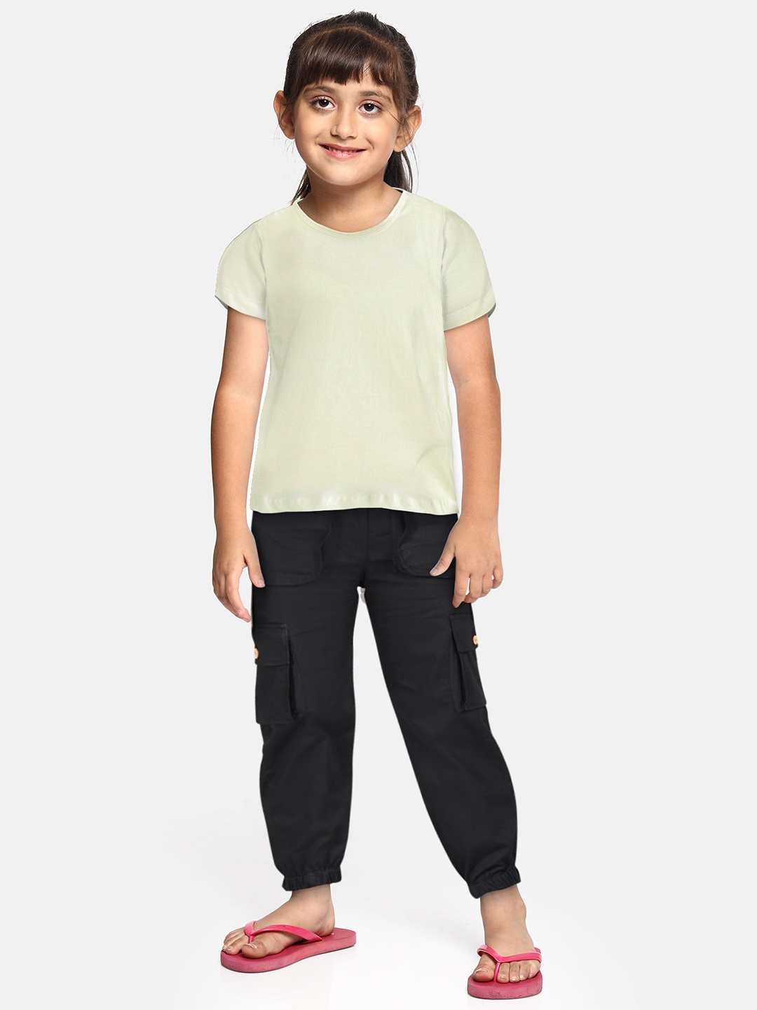 

Eteenz Girls Premium Cotton Solid Round Neck T-shirt, Cream
