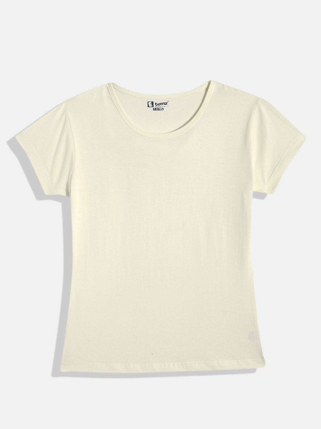 

Eteenz Girls Premium Cotton Solid Round Neck T-shirt, Cream