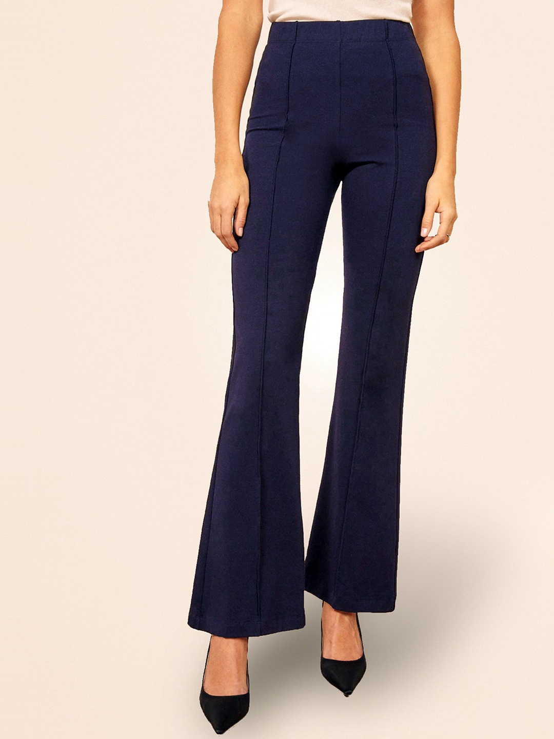 

LEE TEX Women Relaxed Straight Leg High-Rise Bootcut Trousers, Navy blue