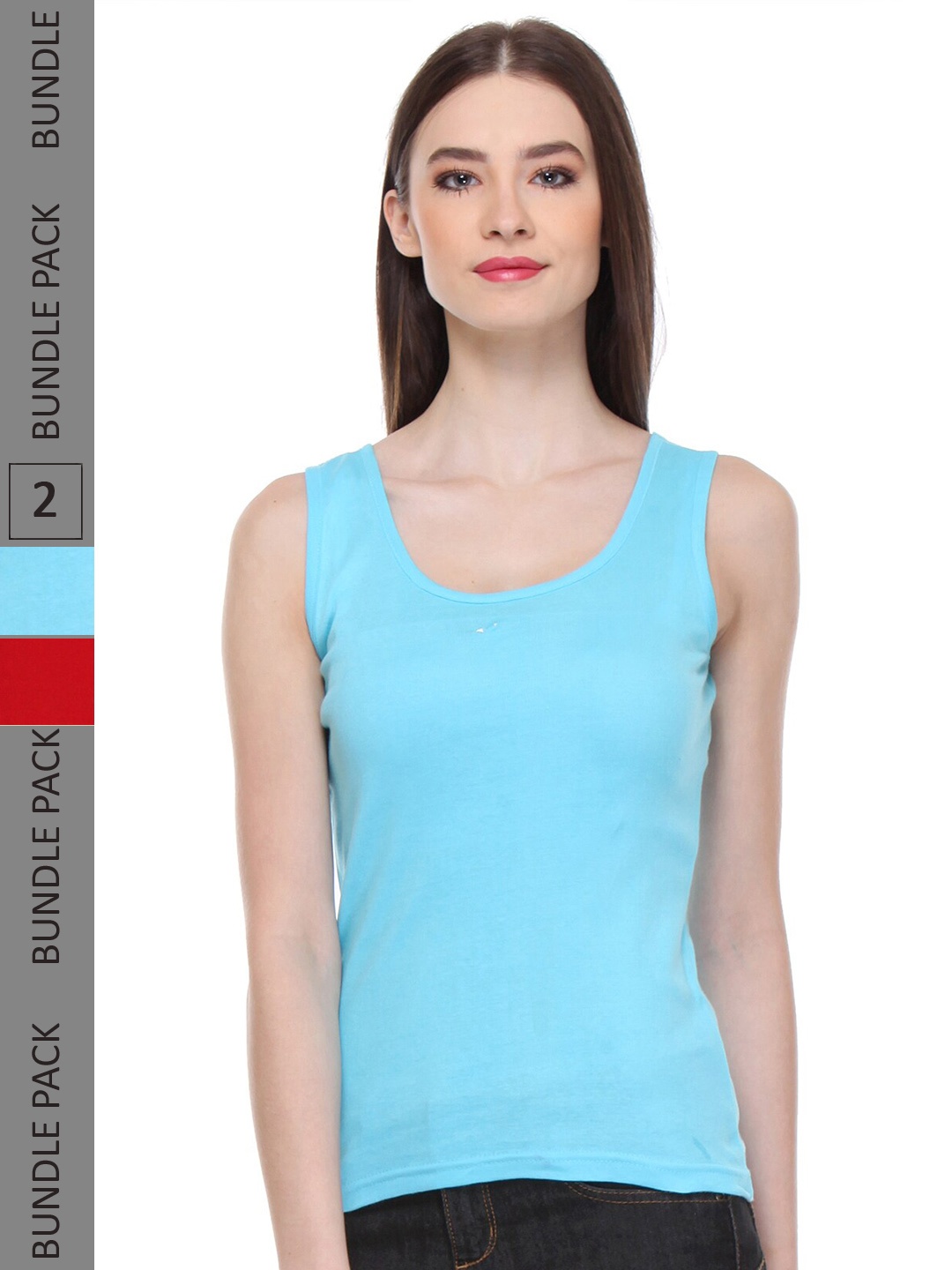 

IndiWeaves Pack of 2 Pure Cotton Tank Top, Blue