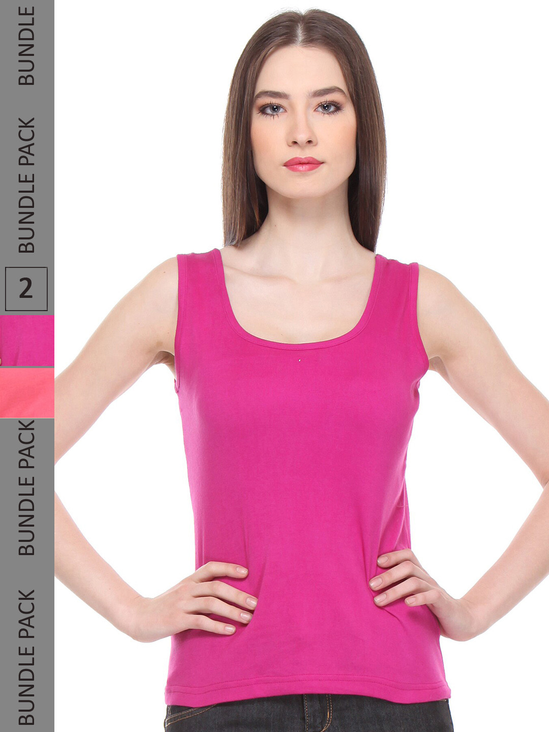 

IndiWeaves Pack of 2 Pure Cotton Tank Top, Pink