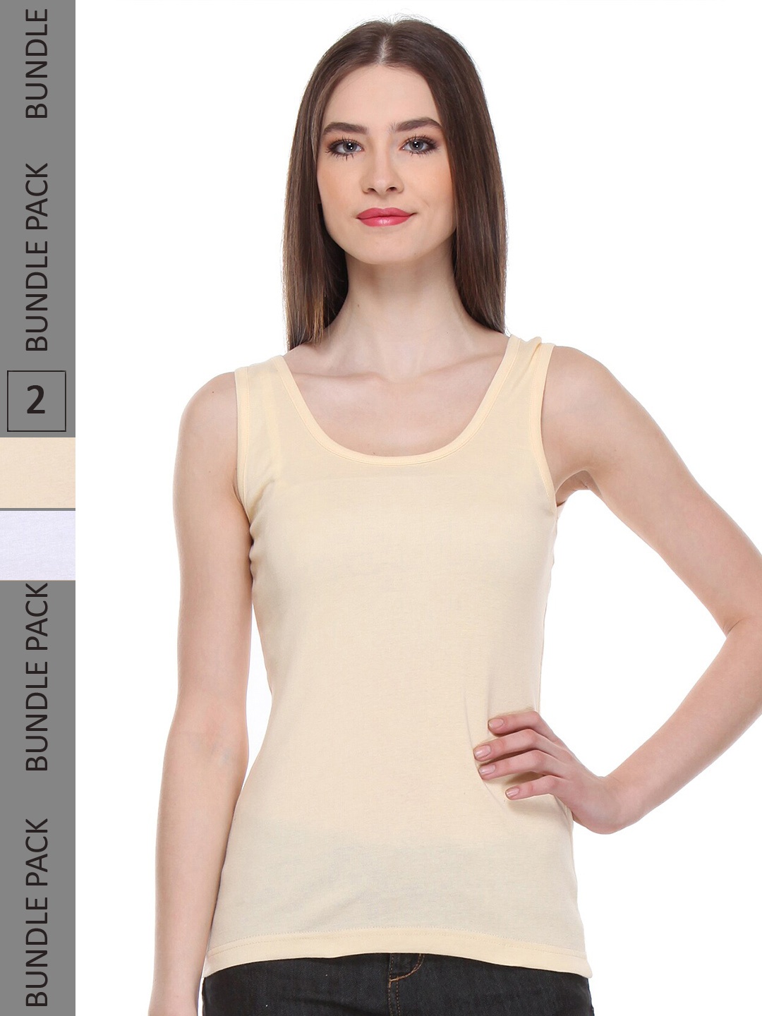 

IndiWeaves Pack Of 3 Pure Cotton Tank Top, Beige