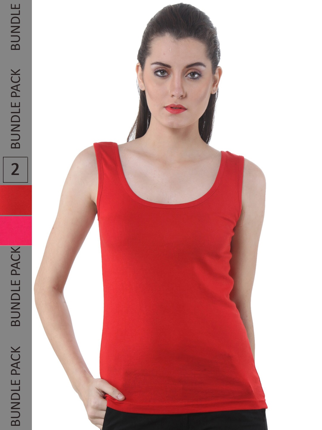 

IndiWeaves Pack Of 2 Pure Cotton Tank Top, Red