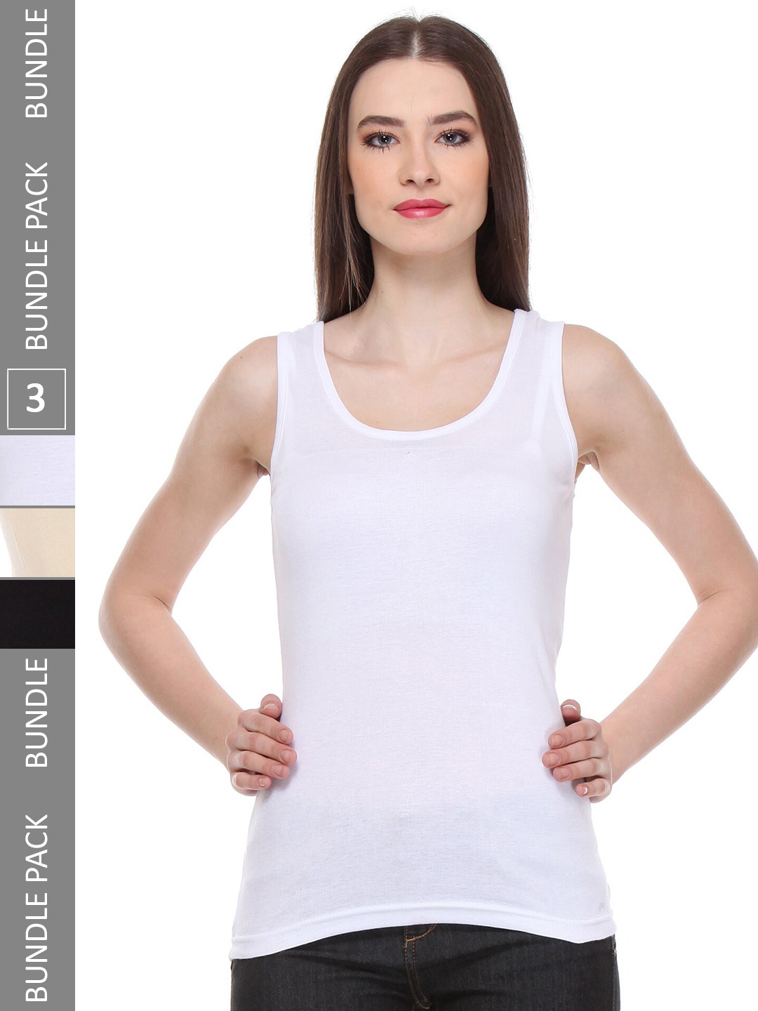 

IndiWeaves Pack Of 4 Pure Cotton Tank Top, White
