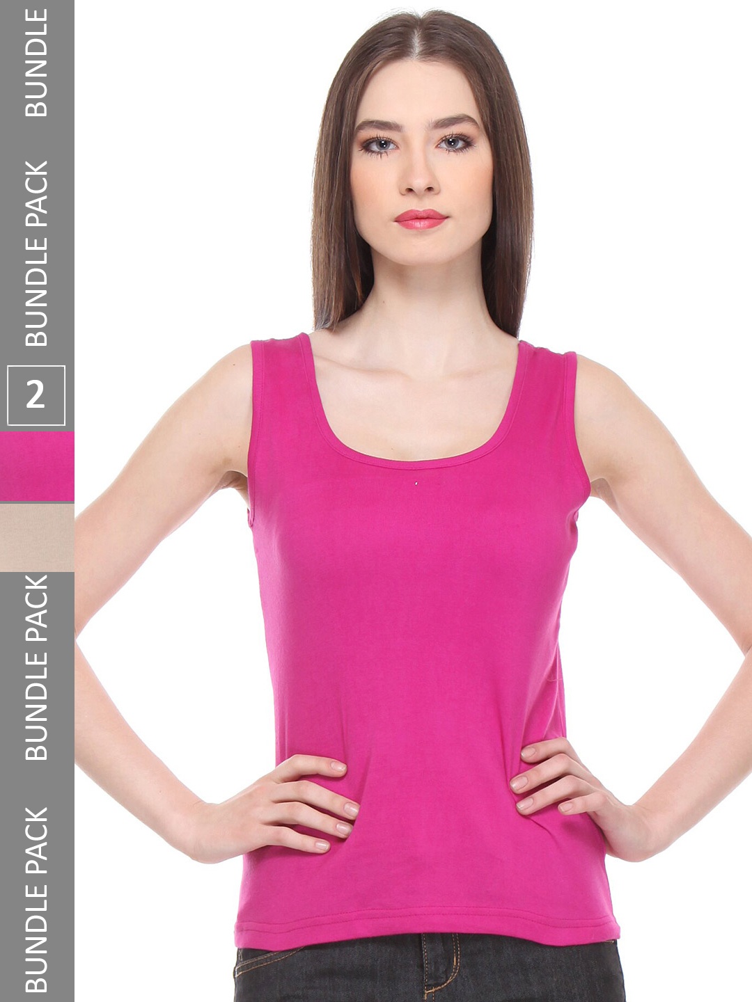 

IndiWeaves Pack Of 2 Pure Cotton Tank Top, Pink