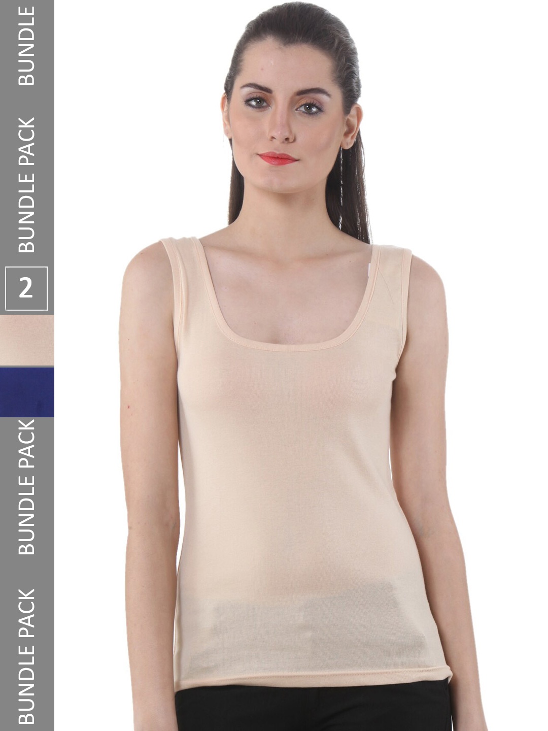 

IndiWeaves Pack Of 2 Pure Cotton Tank Top, Beige