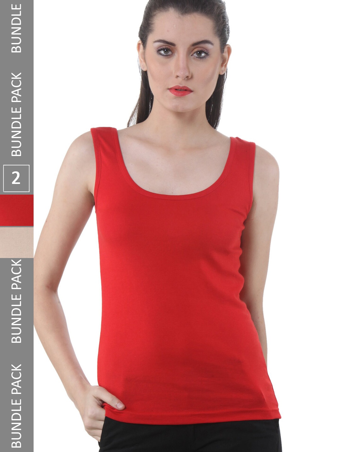 

IndiWeaves Pack Of 2 Cotton Tank Top, Red
