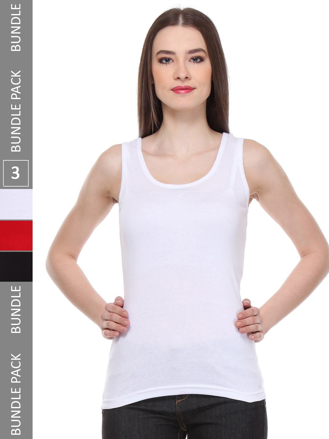 

IndiWeaves Pack Of 3 Pure Cotton Tank Top, White