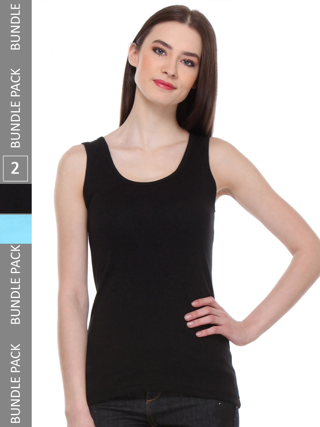 

IndiWeaves Pack Of 2 Pure Cotton Tank Top, Black