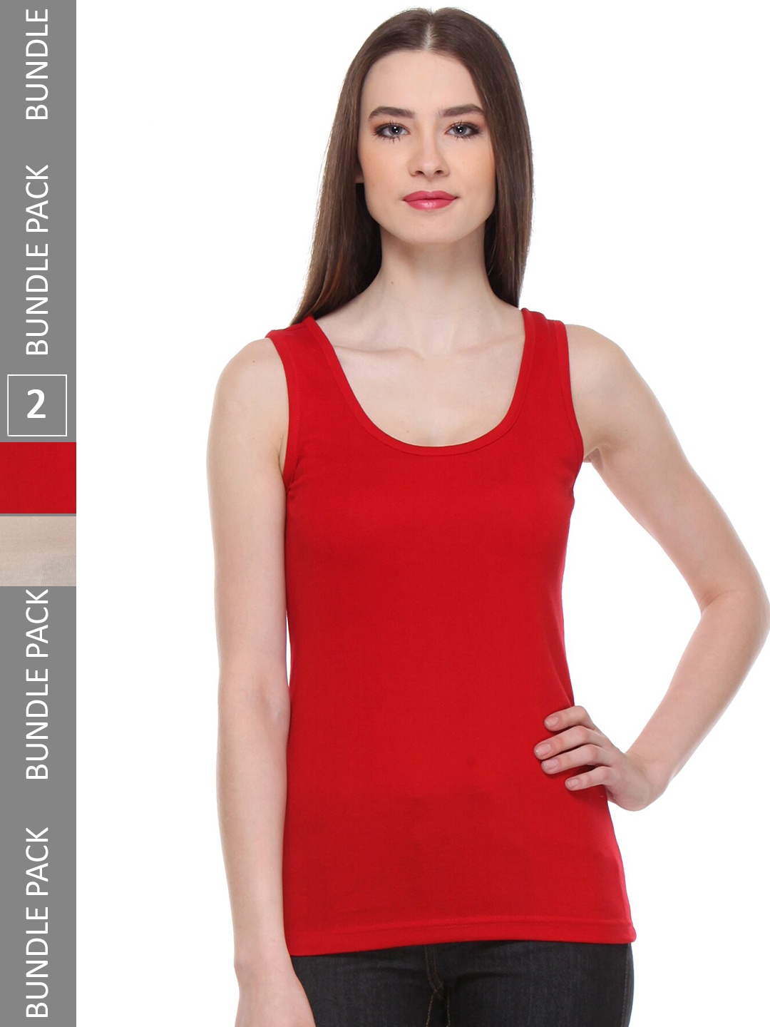 

IndiWeaves Pack Of 2 Pure Cotton Tank Top, Red